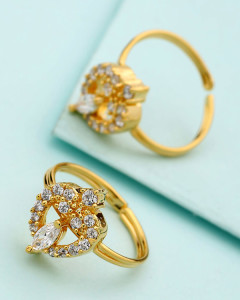 Gold Plated Adjustable Toe Rings Available - South India Jewels