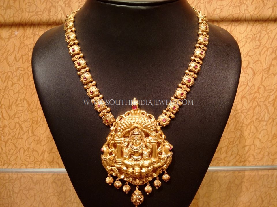 Medium Length Gold Lakshmi Haram