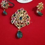 Simple Gold Ruby Emerald Pendant Set