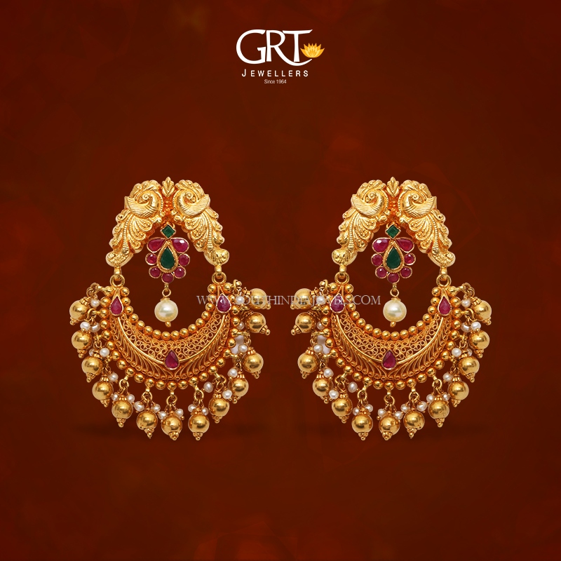 22K Gold Chandbali Earrings From GRT