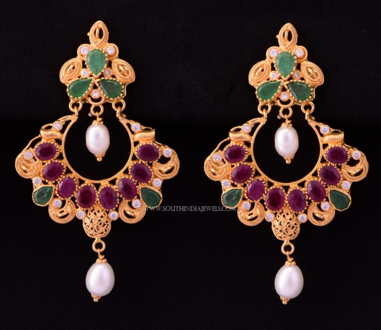 22K Gold Ruby Earrings From Bhima - South India Jewels