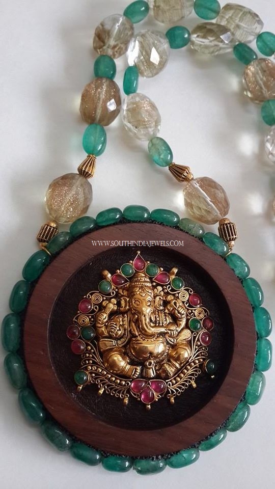 Beaded Necklace with Antique Pendant