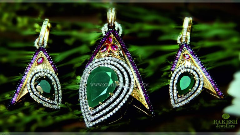 Designer Diamond Pendant Set From Rakesh Jewellers