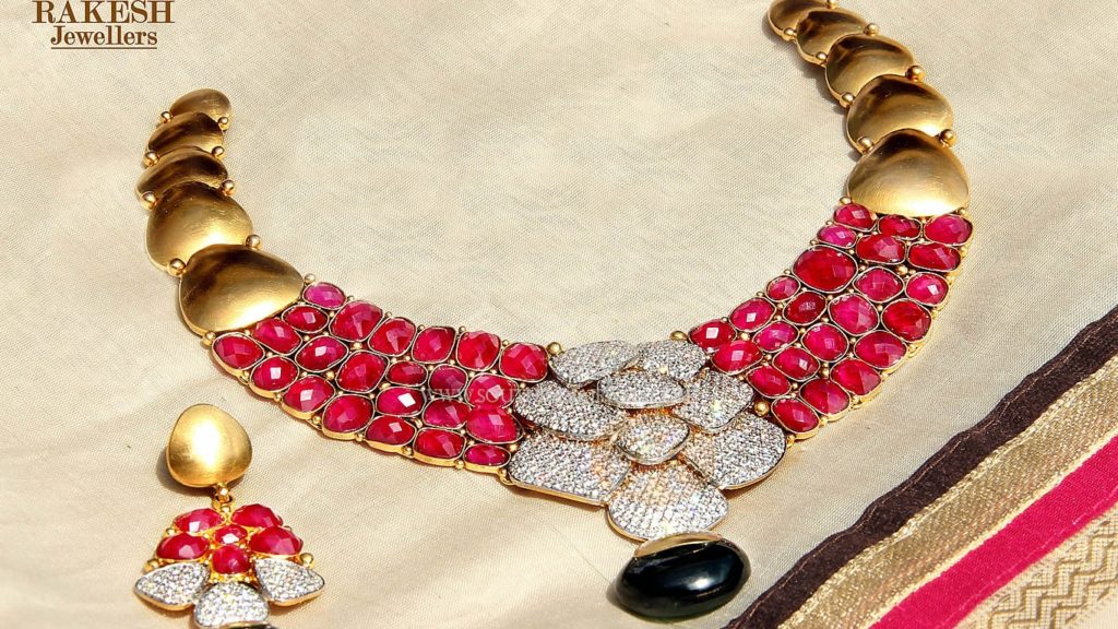 Diamond Ruby Necklace Set from Rakesh Jewellers