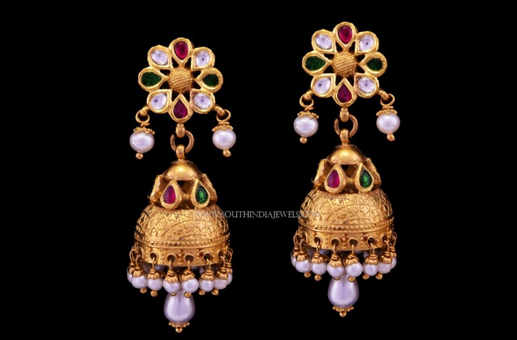 Latest Gold Antique Jhumka (2017) Design