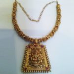 Gold Designer Short Temple Necklace