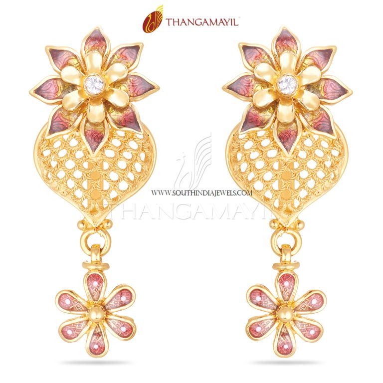 Gold Floral Drop Earrings