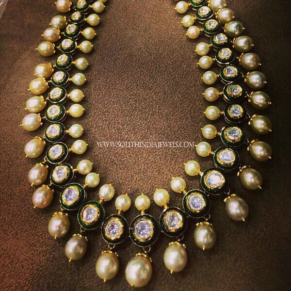Gold Polki Necklace with Pearls ~ South 