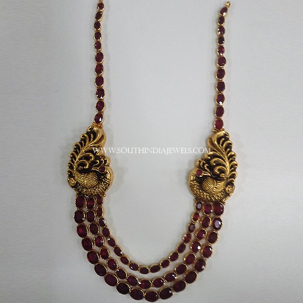 Gold Two Layer Ruby Necklace