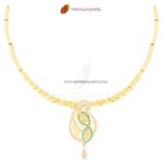 Gold Short Necklace With Stone Pendant