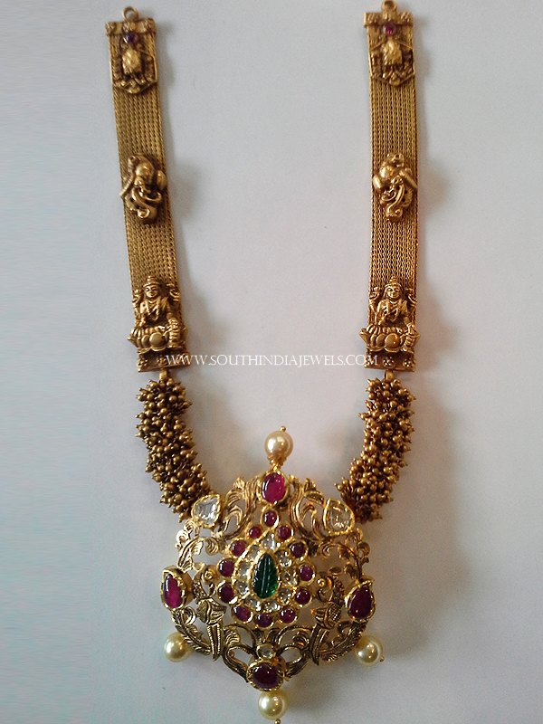 Medium Length Antique Necklace With Ruby Pendant