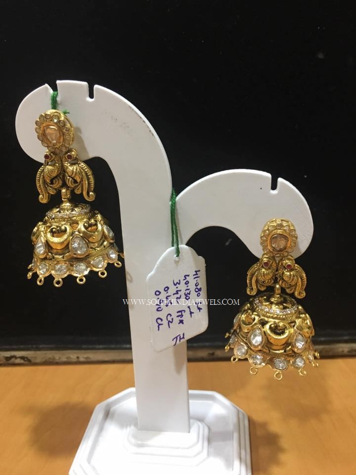 Simple Gold Antique Jhumka From PSJ