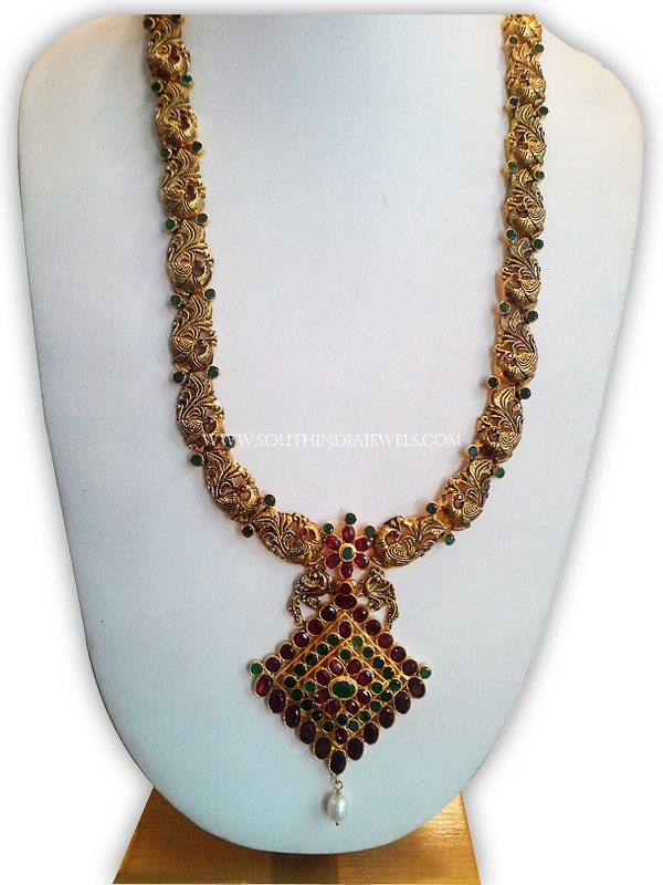 Gold Oxidized Ruby Peacock Haram 