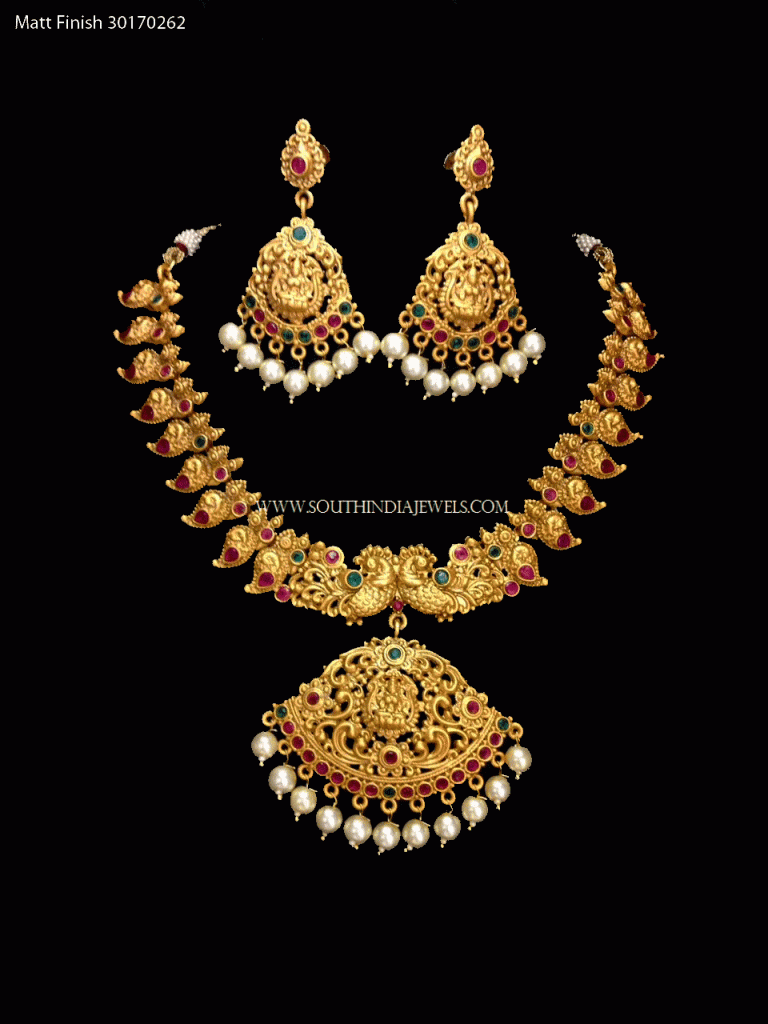 Gold Plated Attigai With Earrings