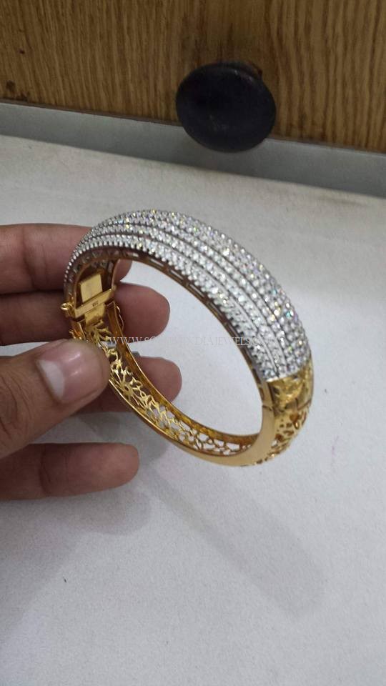Adjustable Gold Stone Bangle Design