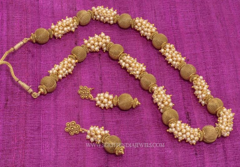 Gold Plated Clustered Pearl Mala