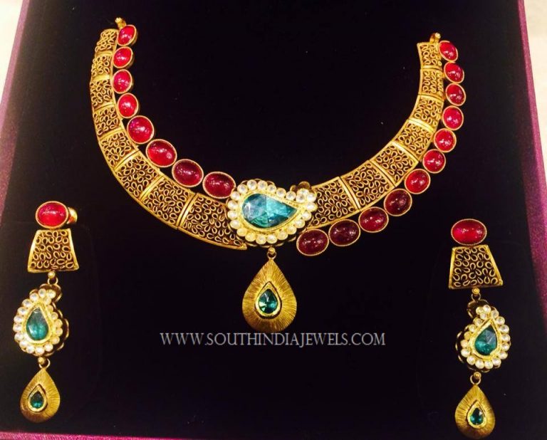 Gold Designer Ruby Necklace