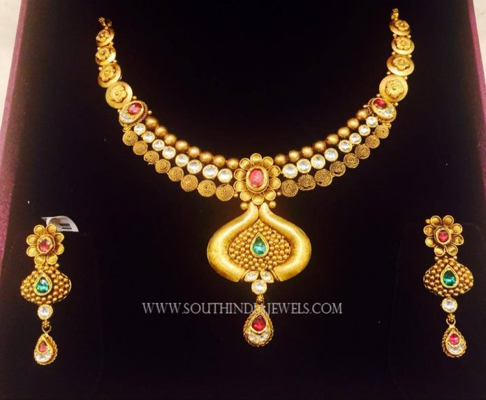 Gold Necklace Set From K.N Jewellers - South India Jewels