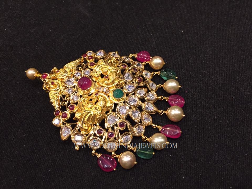 Colorful Gold Peacock Pendant