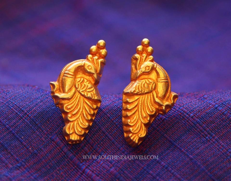 Gold Plated Peacock Ear Stud