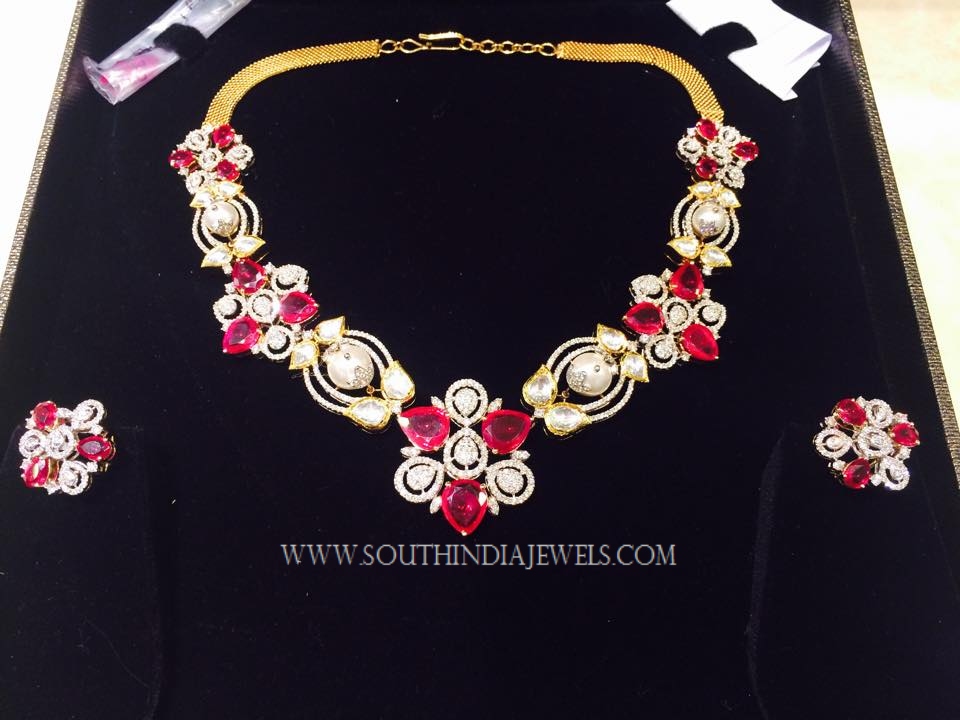 Gold Ruby Stone Necklace Design