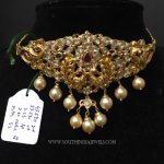 Gold Short Choker Necklace With Stones