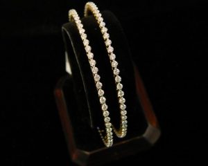 Single Line Diamond Bangle Designs - South India Jewels