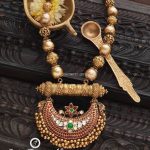 Antique Pearl Mala With Ruby Pendant