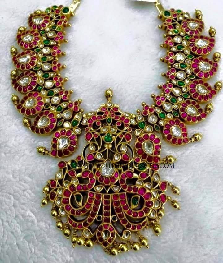 Gold Antique Ruby Mango Necklace