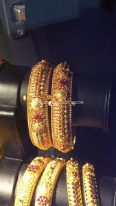 Gold Adjustable Antique Bangle Collections - South India Jewels