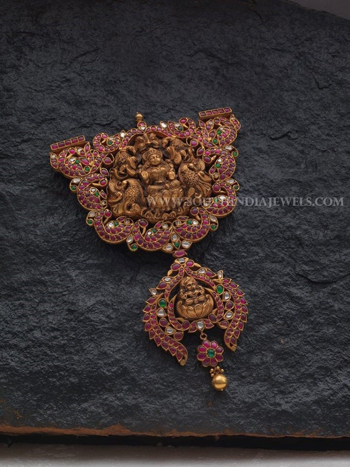 Gold Ruby Lakshmi Pendant With Price