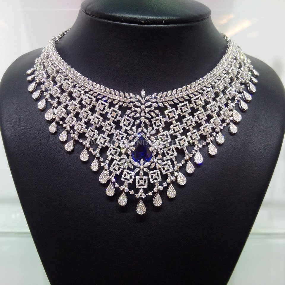 Diamond Choker With Sapphire Stone ~ South India Jewels
