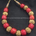 Gold Short Coral Mala Necklace