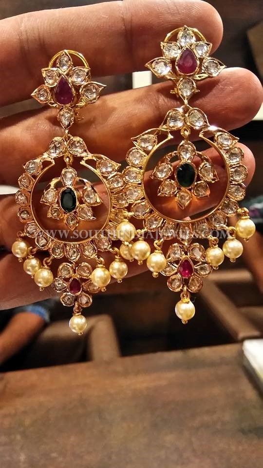 Big Gold Uncut Diamond Earrings Design
