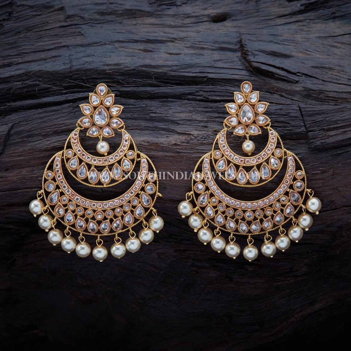Gold Plated Antique Chandbali Earrings - South India Jewels