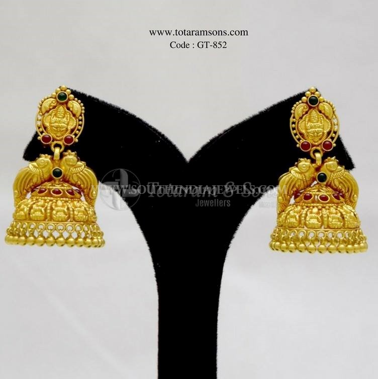 Gold Antique Jhumka From Totaram & Sons