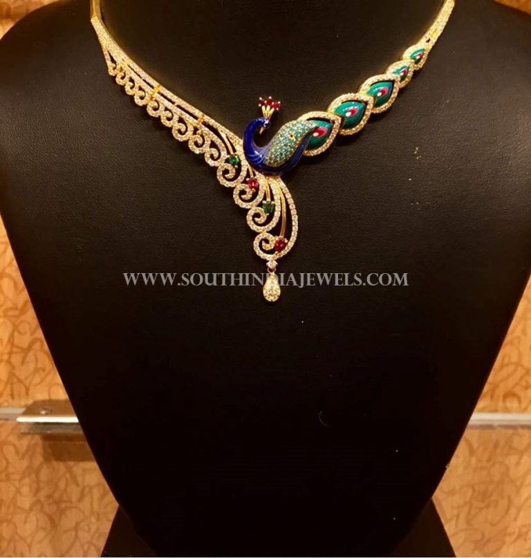 Gold Peacock CZ Necklace From NAJ Jewellery
