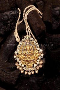 Gold Pearl Mala With Ganesh Pendant - South India Jewels
