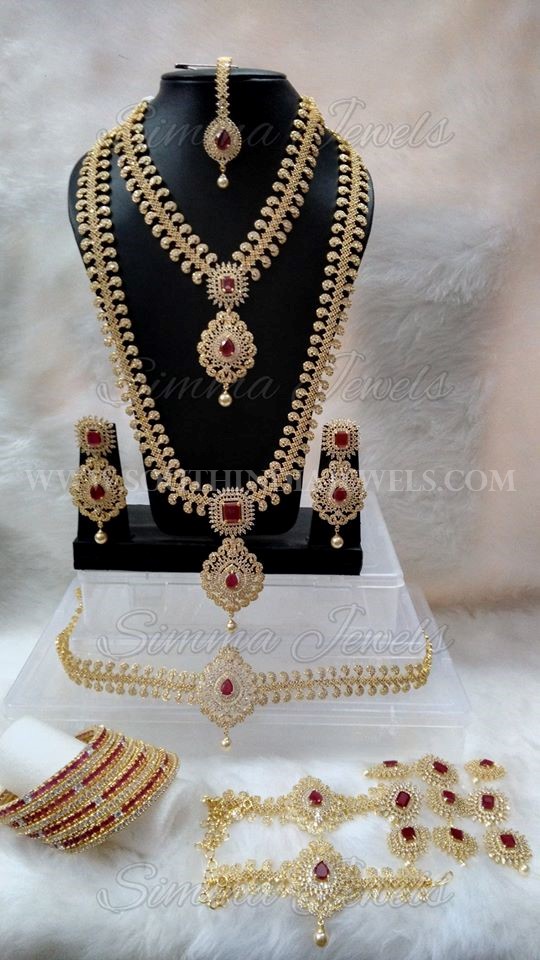 Gold Plated AD Bridal Jewellery Set 