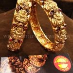 Latest Gold Antique Bangle Design With Rubies
