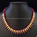 Simple Gold Ruby Necklace From Bhavani Jewellers