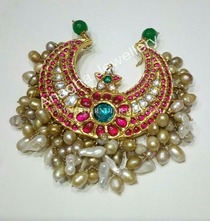 Gold Ruby Pendant From Anagha Jewellery - South India Jewels