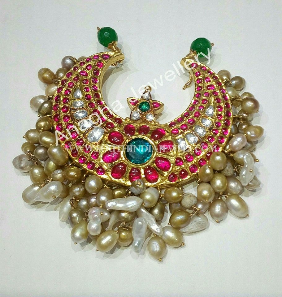 Gold Ruby Pendant From Anagha Jewellery