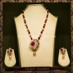 Gold Ruby Designer Necklace With Earrings