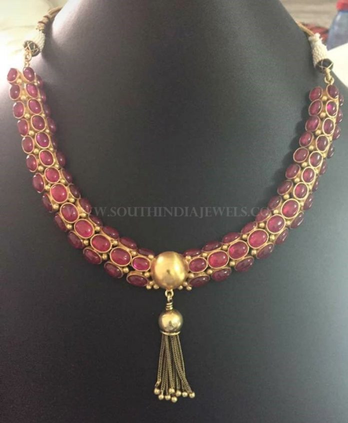 92.5 Pure Silver Kemp Necklace [Gold Plated] - South India Jewels