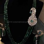 Designer Emerald Haram With Side Locket