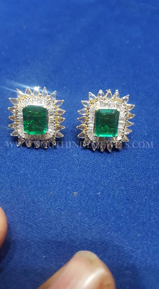 Diamond Emerald Ear Stud
