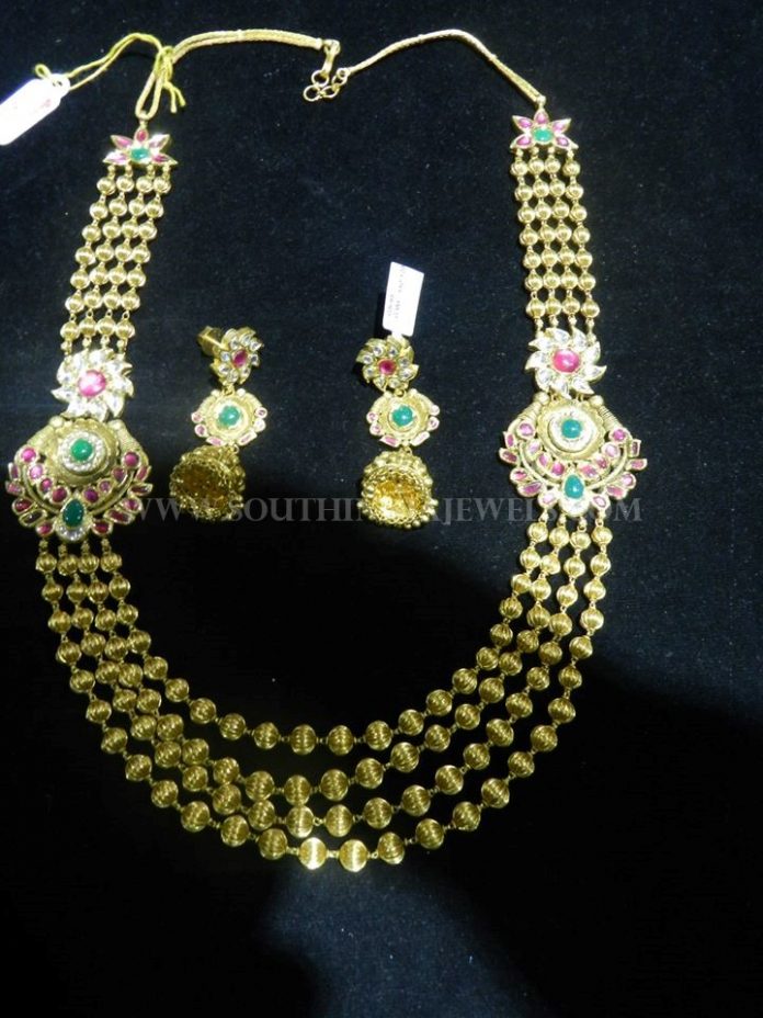 Gold Ball Haram Earrings & Set - South India Jewels