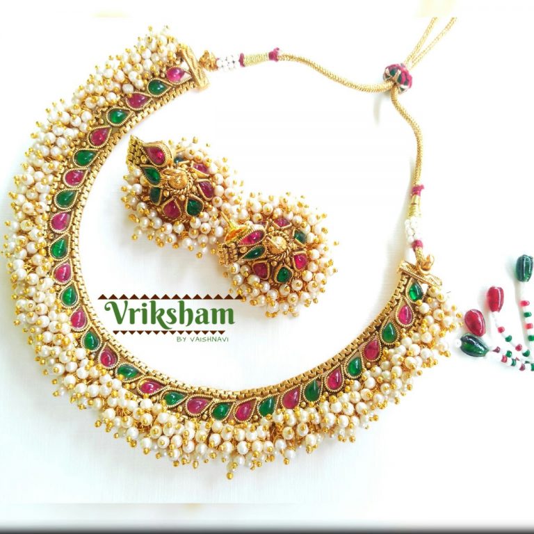 Pearl Choker Necklace Set From Vriksham