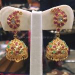 Gold Ruby Emerald Jhumka From Rohit Jewellers